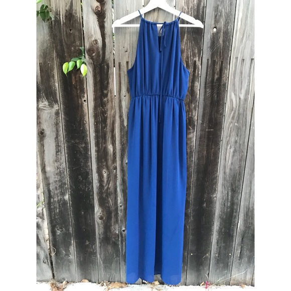 Mediterranean Blue Halter, Maxi Dress, Size Medium - Picture 3 of 8